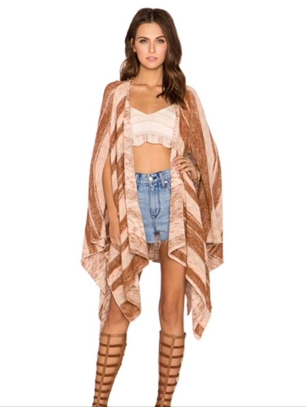 Free People Sunset Big Trail Poncho Cardigan S
